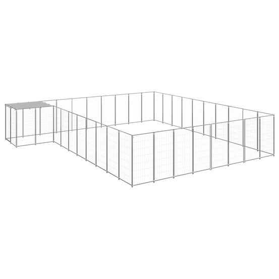 Chenil extérieur 25,41 m² acier avec toit de protection jardin argenté