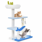 Arbre à chat sur le thème de l'océan centre d'activités à 3 niveaux avec griffoirs recouverts de sisal jouets suspendus pour