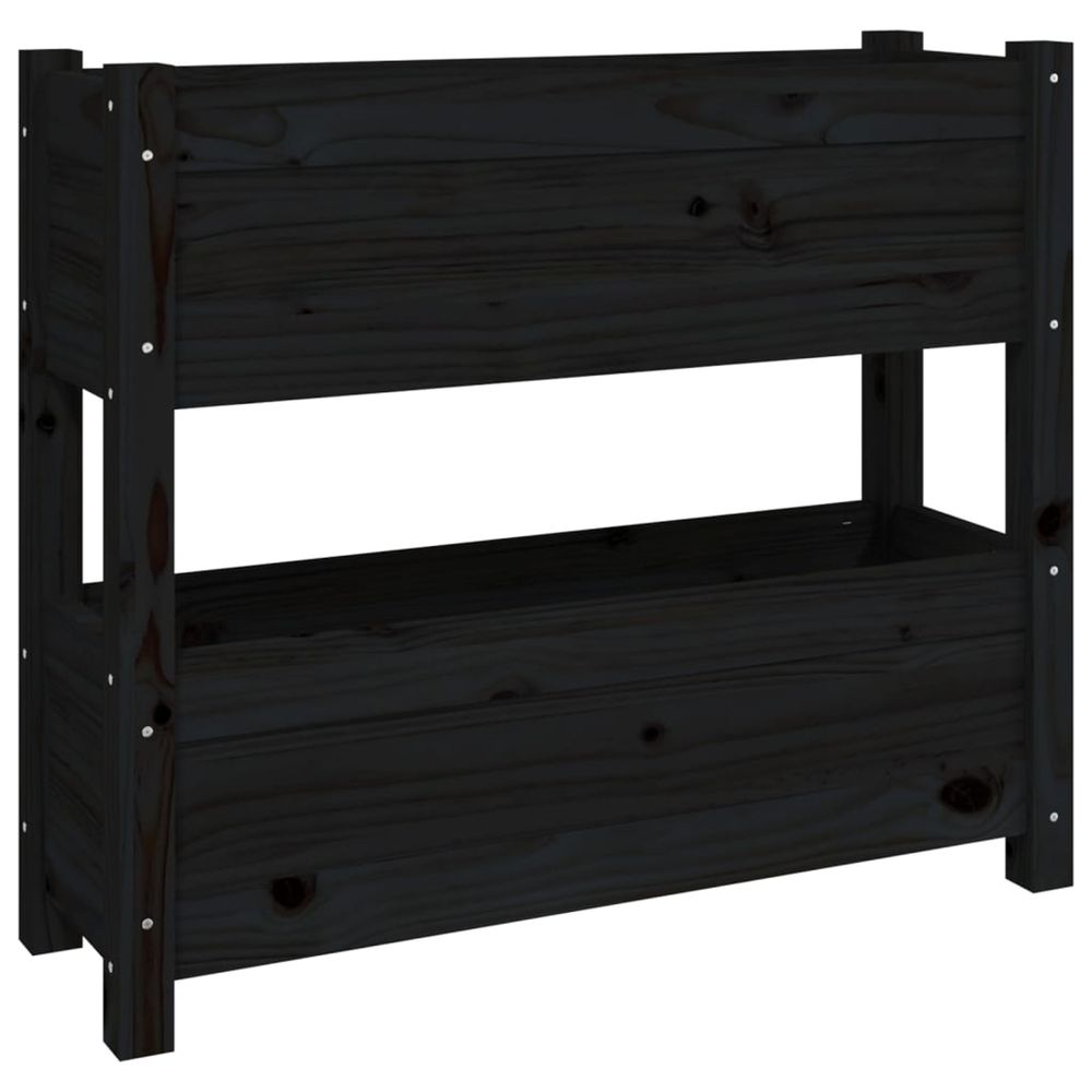 Jardinière d'extérieur noir 77x25x66 cm bois massif de pin