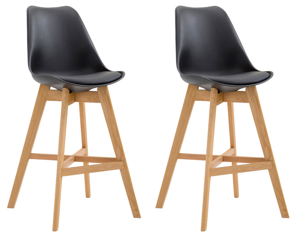 Lot de 2 tabourets de bar cannes plastique naturel
