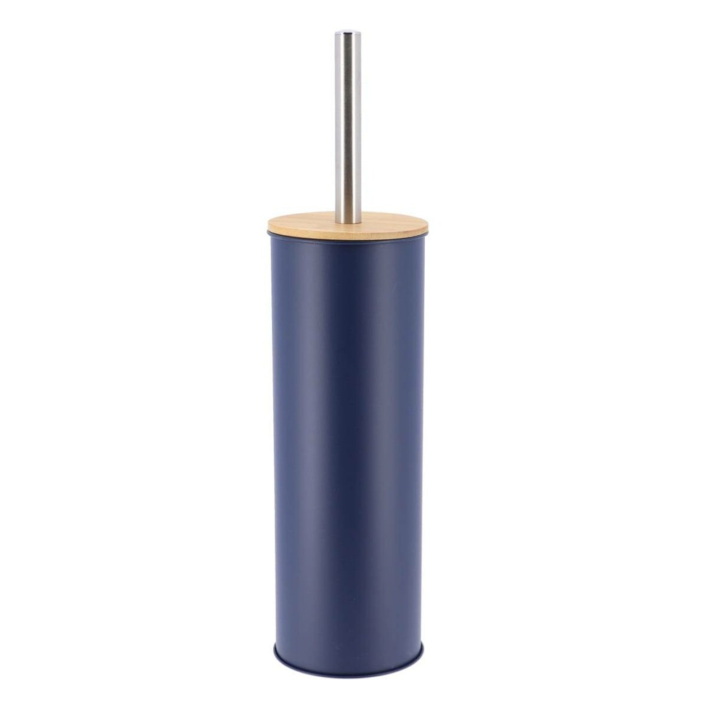 Brosse wc metal couvercle bambou - bleu