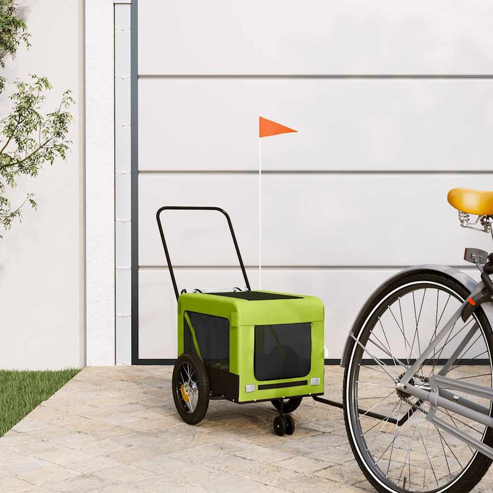 Remorque vélo pour chien 30kg poussette 2-en-1 pour balades vert