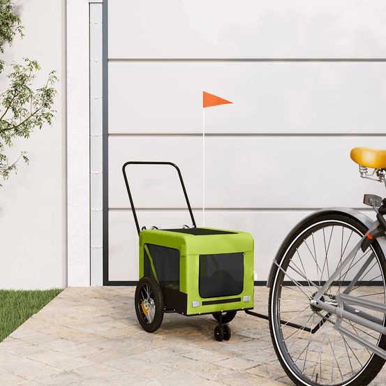 Remorque vélo pour chien 30kg poussette 2-en-1 pour balades vert