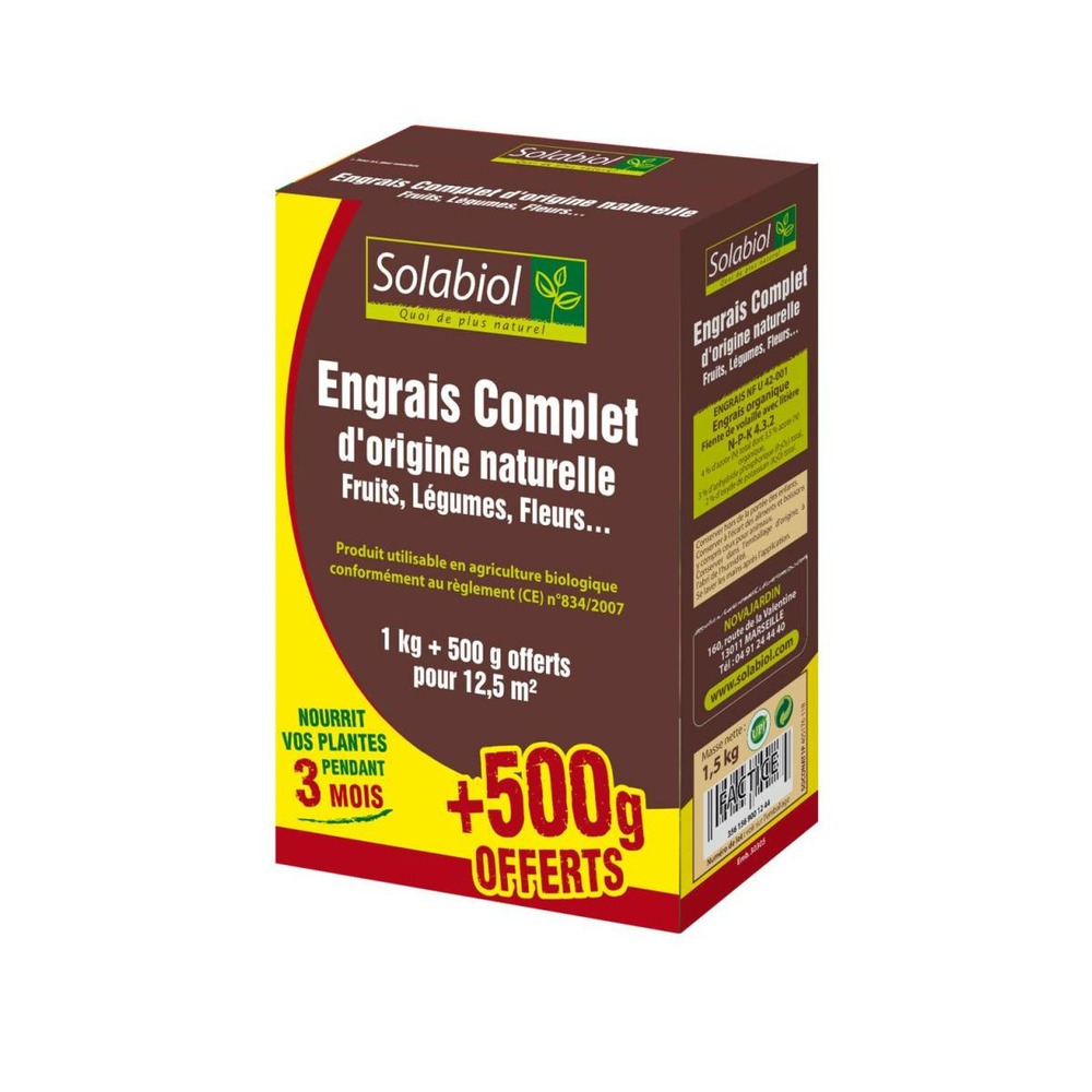 Engrais complet, etui de 1kg + 500g offerts