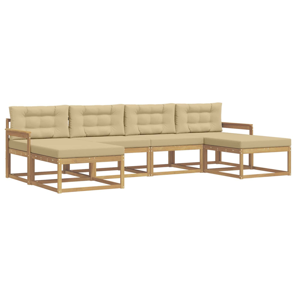 Ensemble de canapés d'extérieur 6 pcs blanc et beige