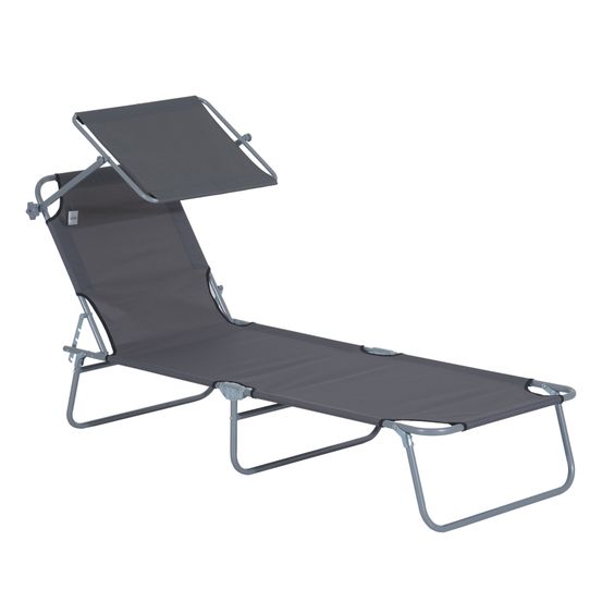 Transat confort avec protection solaire 4 positions charge 120kg 6 coloris gris