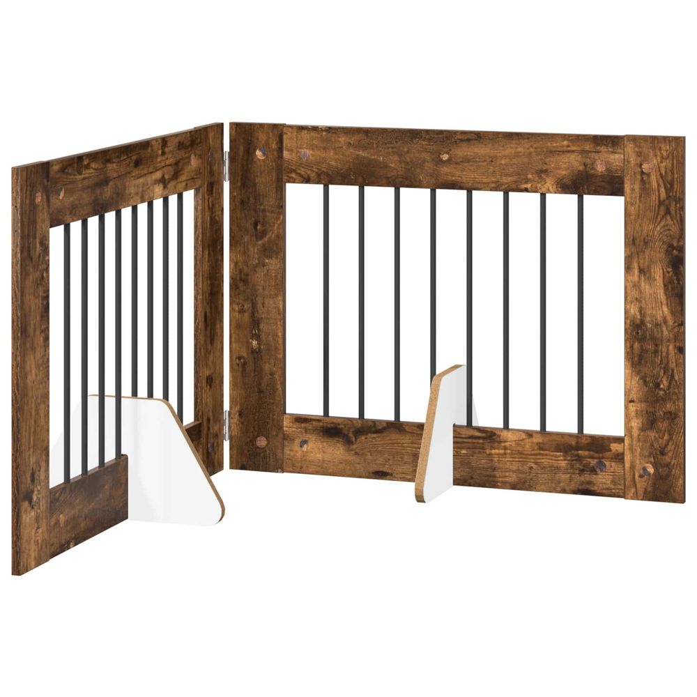 Porte de chien pliable avec supports 2 pc chêne fumé 160,5 cm