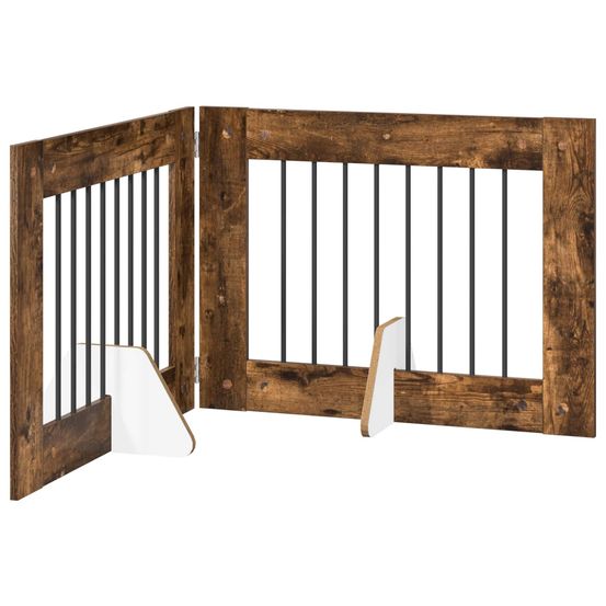 Porte de chien pliable avec supports 2 pc chêne fumé 160,5 cm