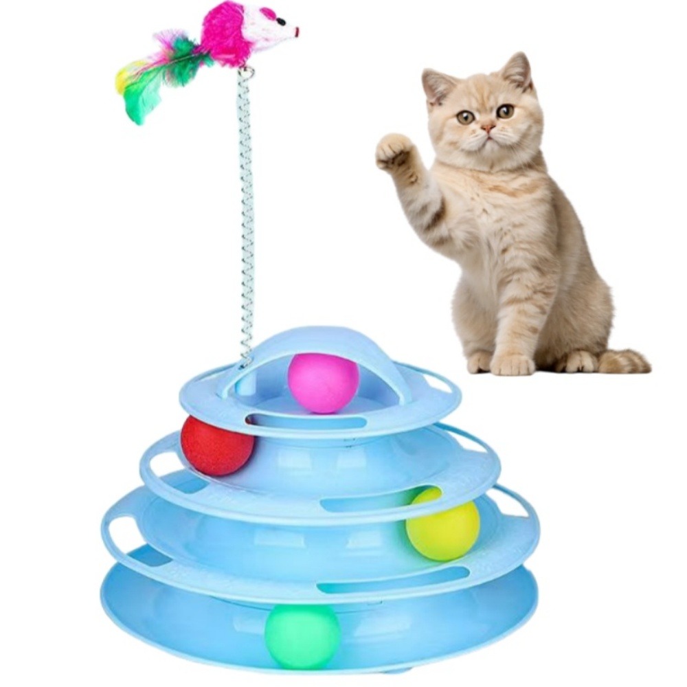 Jouets pour chats-jouets interactifs-avec balles colorées-boule et souris-bleu 3 couches