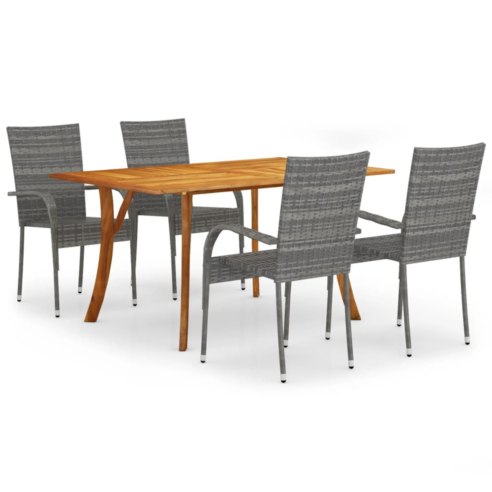 Ensemble à manger de jardin 5 pcs gris
