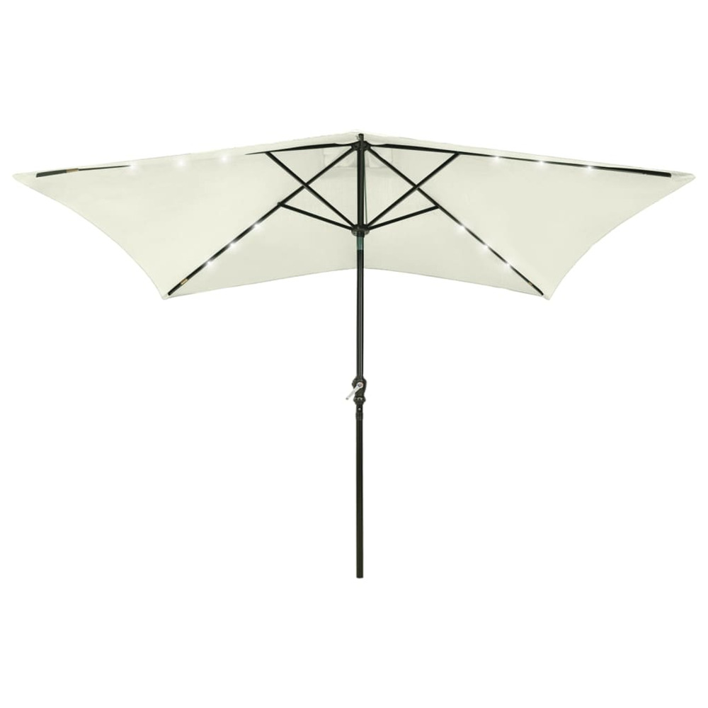 Parasol de jardin avec led et mât en acier sable 2x3 m