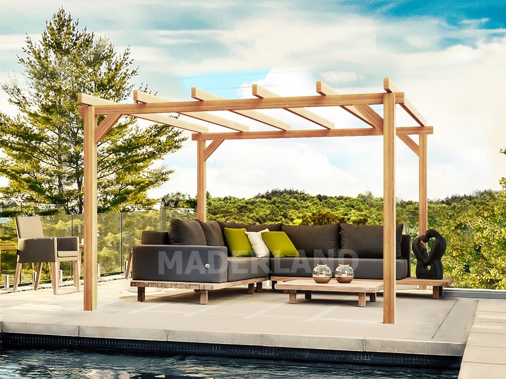 Pergola en bois autoportante - modèle linares - 500 x 400 cm