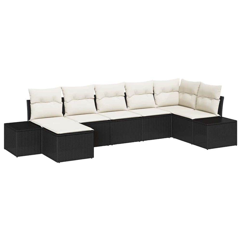 Ensemble de canapé de jardin 7 pc noir polyrotin