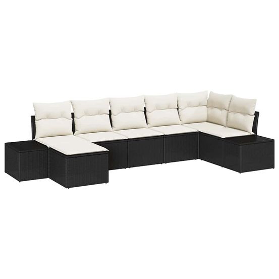 Ensemble de canapé de jardin 7 pc noir polyrotin