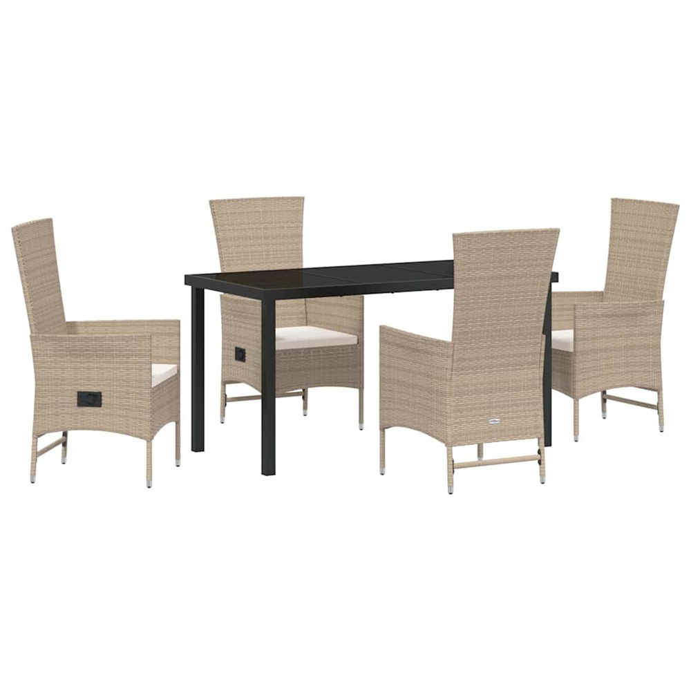 Ensemble de salle à manger pour jardin 5 pcs beige polyrotin