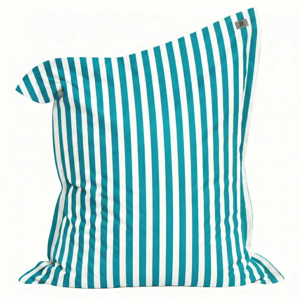 Housse pour pouf géant xxl 180x140 rayure turquoise - déhoussable & anti-uv (intérieur / extérieur)