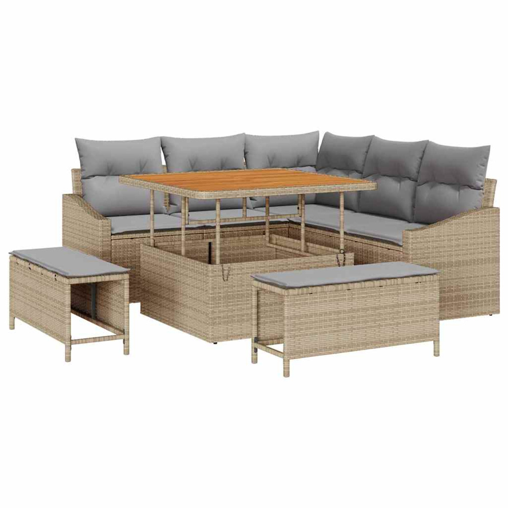 Ensemble de canapé de jardin 8 pcs beige poly rotin