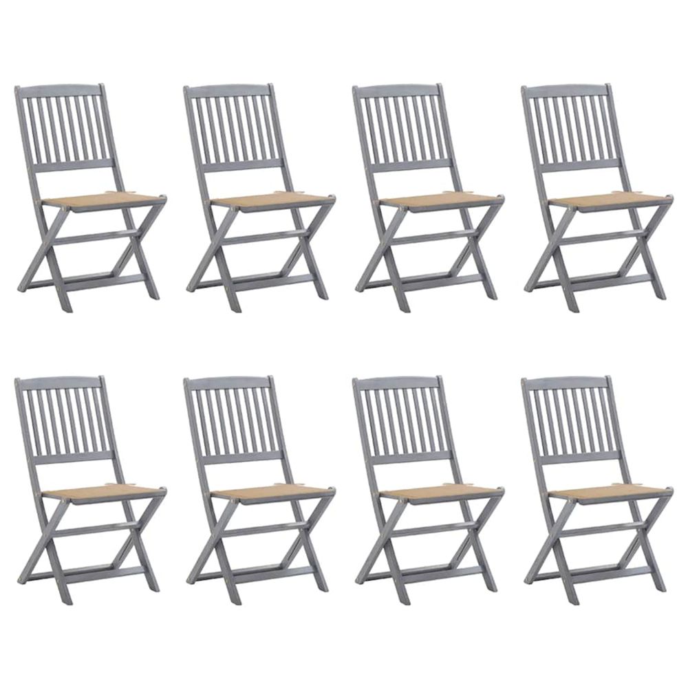 Chaises pliantes 8 pièces avec coussins en bois d'acacia massif