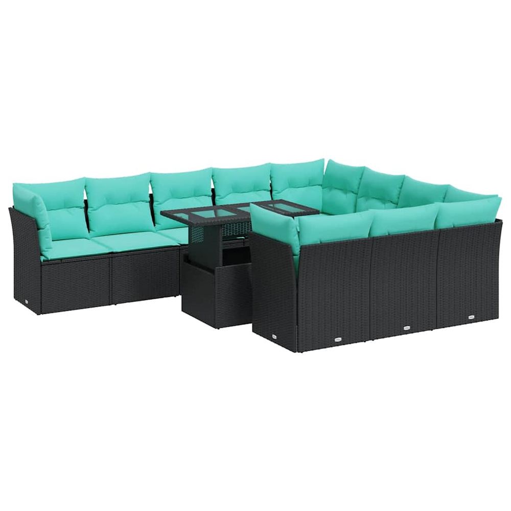 Ensemble de canapés de jardin 11 pcs et coussins rotin acacia