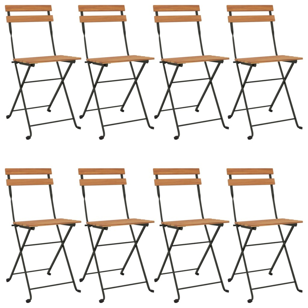 Chaises de bistrot pliantes lot de 8 bois teck solide et acier