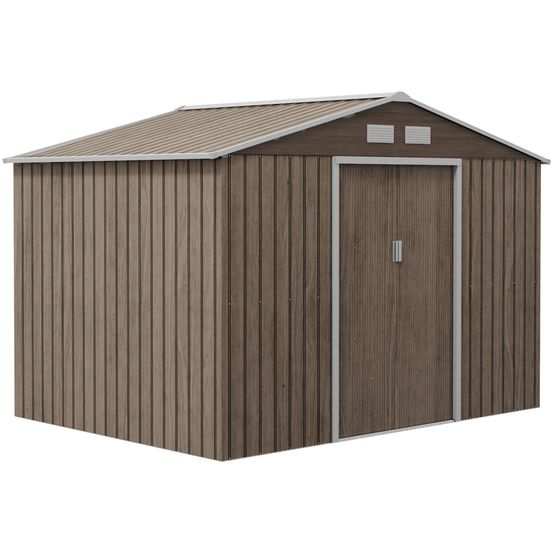 Abri de jardin en acier galvanisé 277 x 195 x 192 cm brun clair double porte ventilée - comfortxl outdoor living