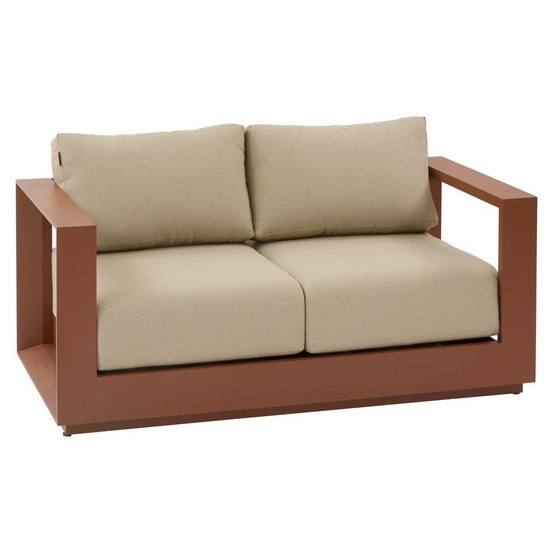 Canapé de jardin allure 2 places beige acajou