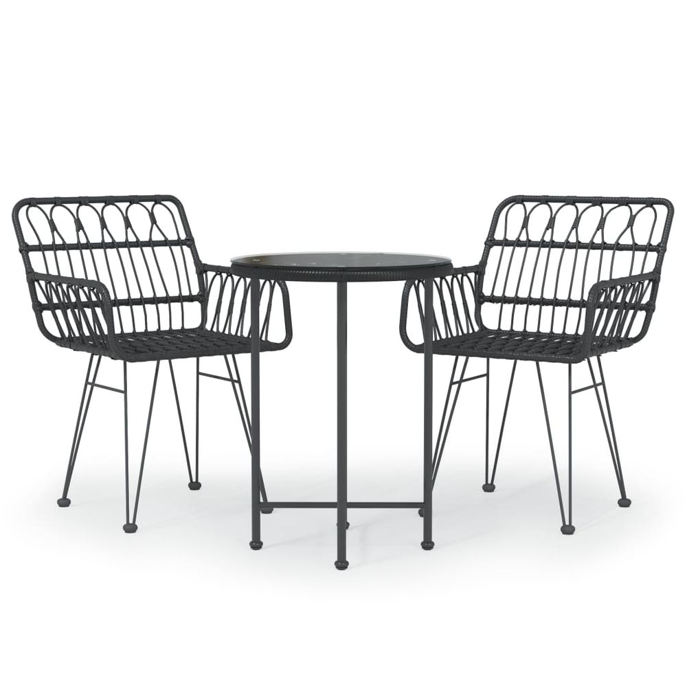 Ensemble à manger de jardin 3 pcs noir résine tressée