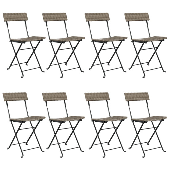 Chaises de bistrot pliantes lot de 8 gris résine tressée acier