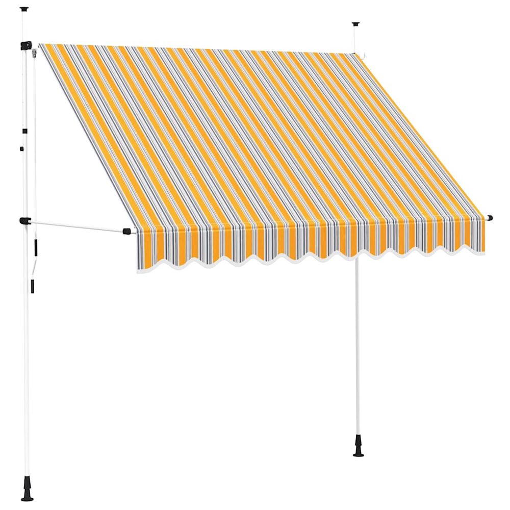Auvent rétractable manuel 250 cm rayures jaunes et bleues