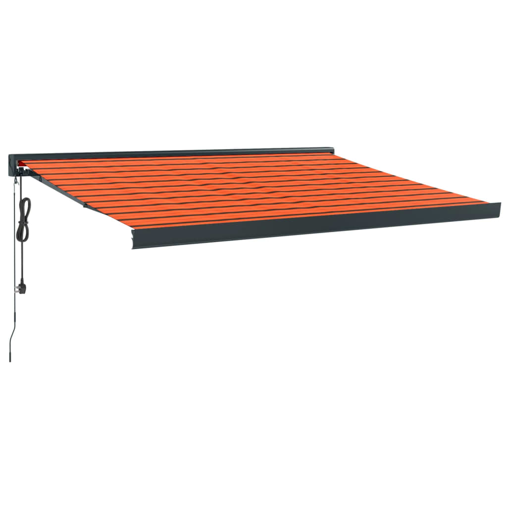 Auvent rétractable orange et marron 3x2,5 m tissu et aluminium