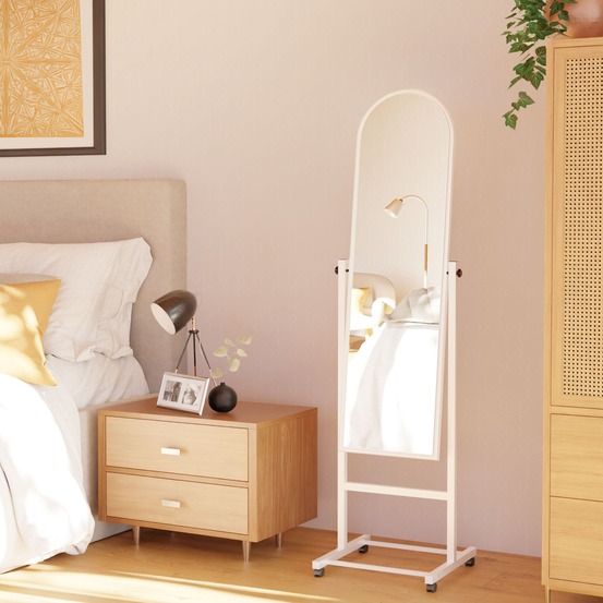 Miroir au sol evoir avec inclinaison ajustable et roues pivotantes