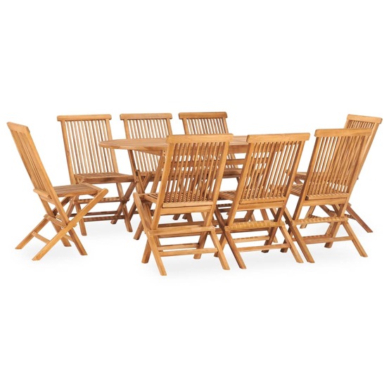 Ensemble à manger d'extérieur pliable 9 pcs bois solide de teck