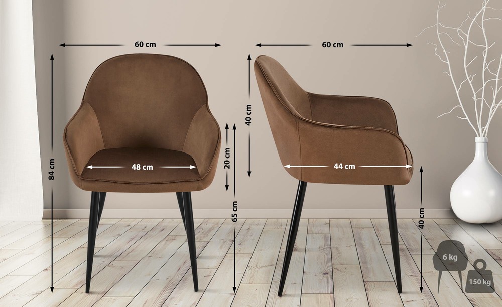 Chaise de salle à manger en velours boise