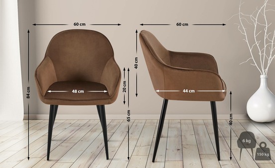 Chaise de salle à manger en velours boise