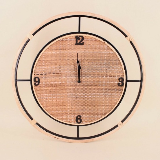 Horloge en rotin et bambou 60cm