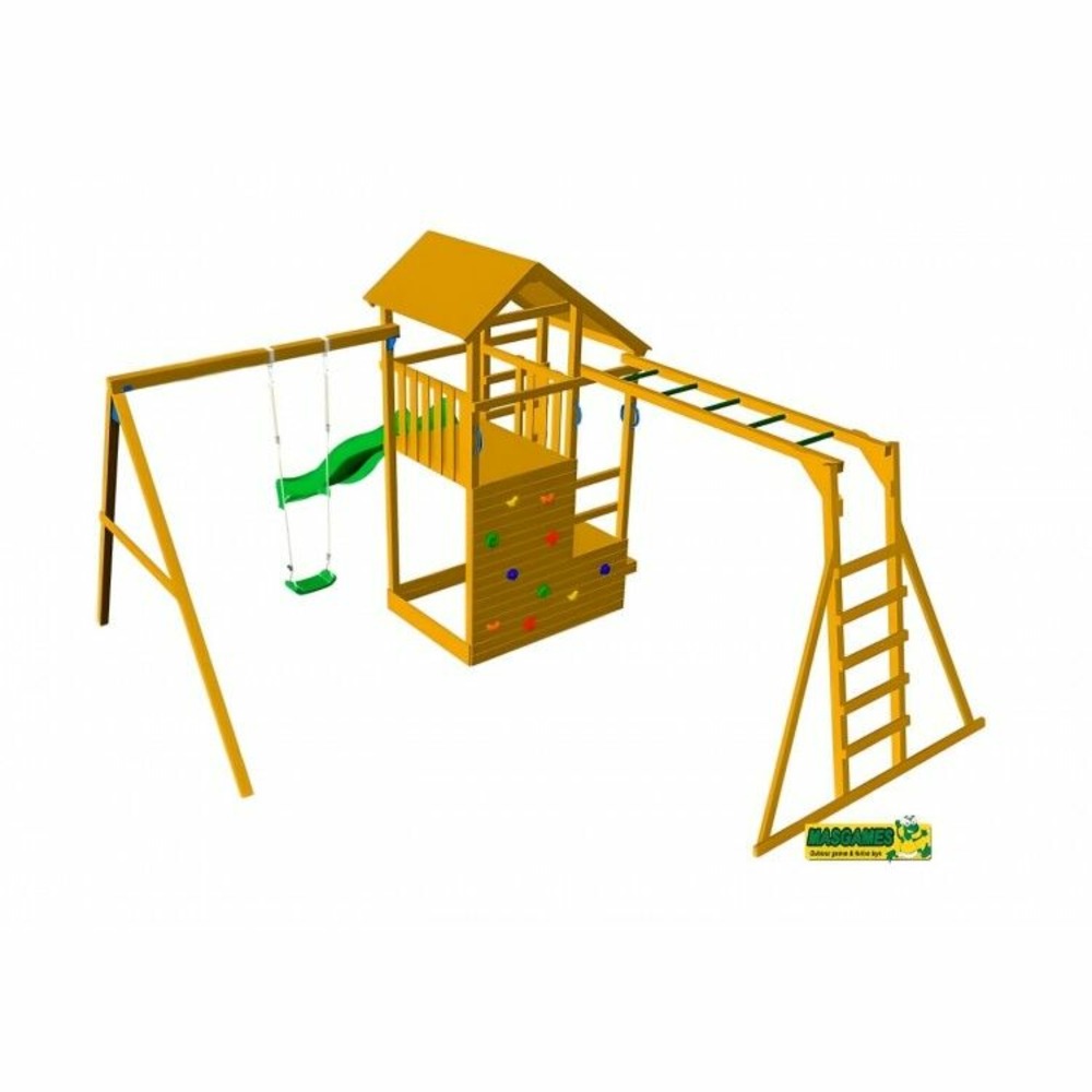 Aire de jeux masgames teide xl avec échelle de singe et balançoire balançoire individuelle