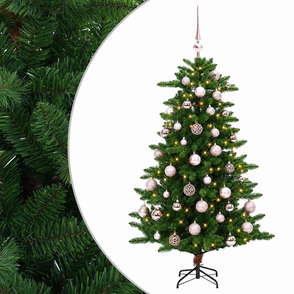 Arbre de noël artificiel avec boule 120 cm 150 led blanc chaud