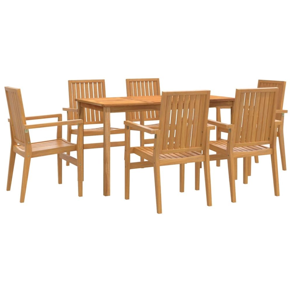 Ensemble à manger de jardin 7 pcs bois de teck solide