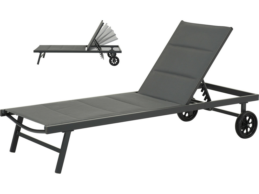 Bain de soleil textilène matelassé et aluminium 