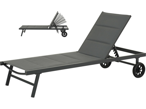 Bain de soleil textilène matelassé et aluminium