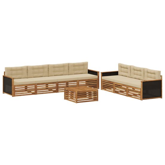 Ensemble de canapés d'extérieur 8 pc naturel et beige polyester