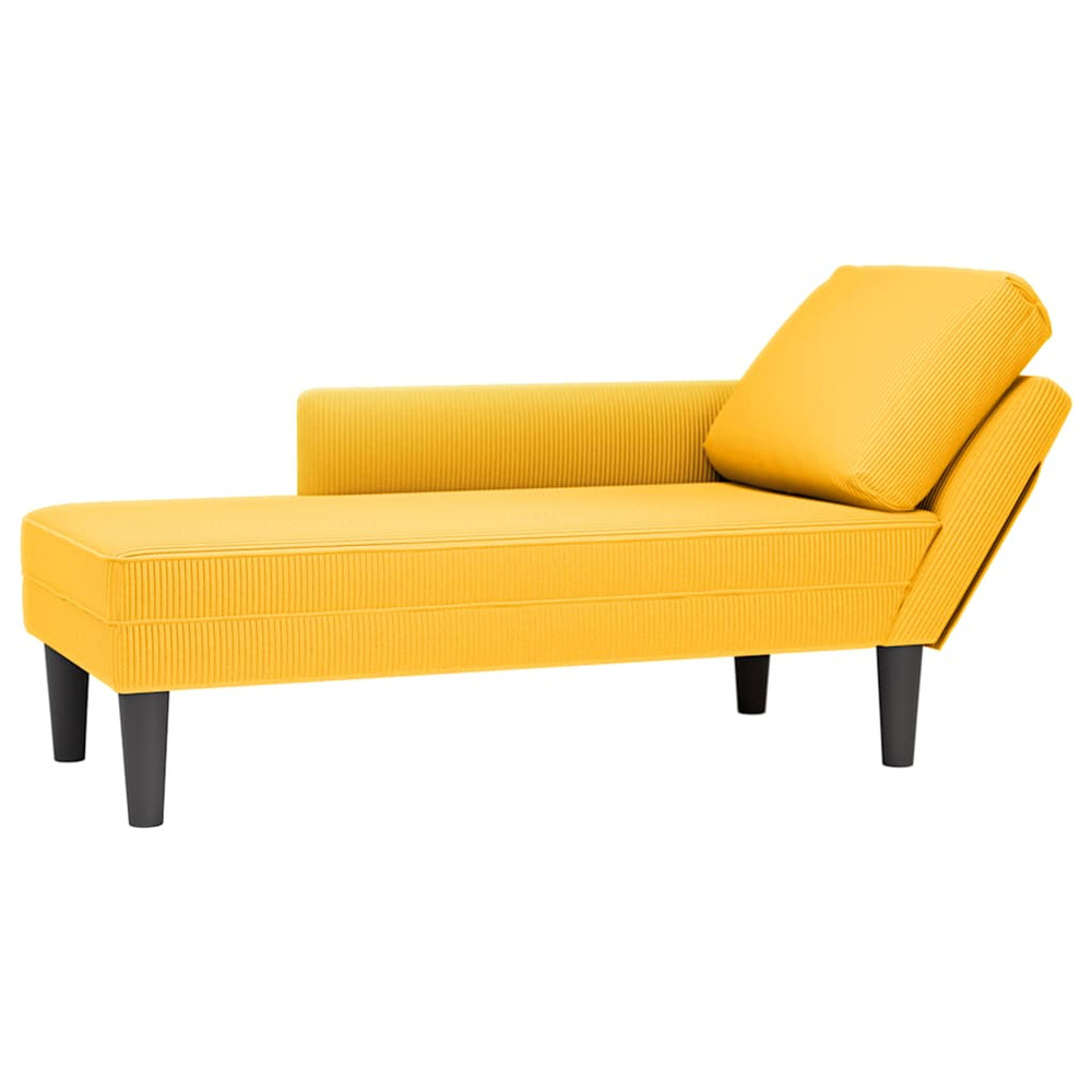 Chaise longue avec coussin jaune clair tissu en velours côtelé bain de soleil