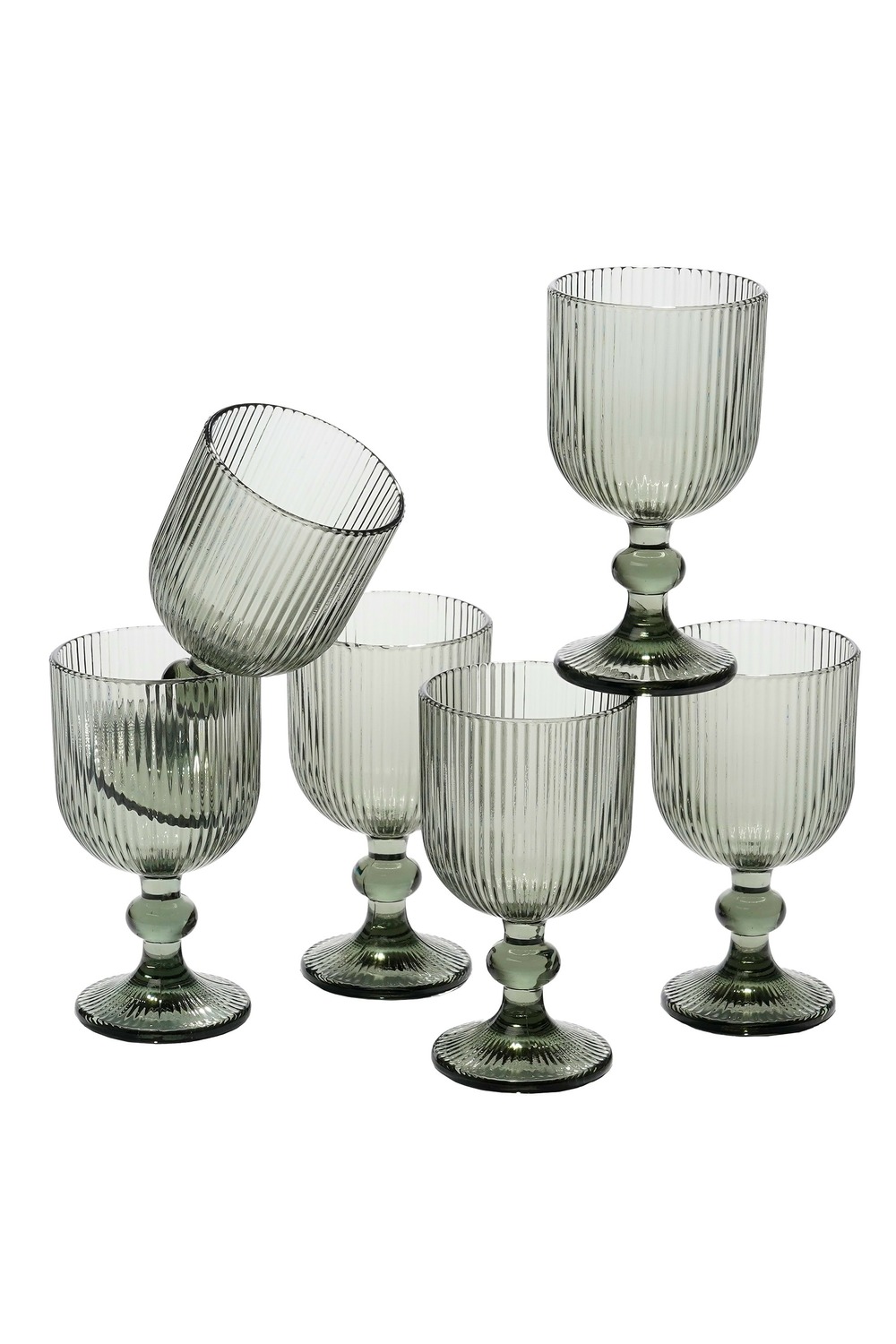 Mica decorations - lot de 6 verres à vin gris 250ml