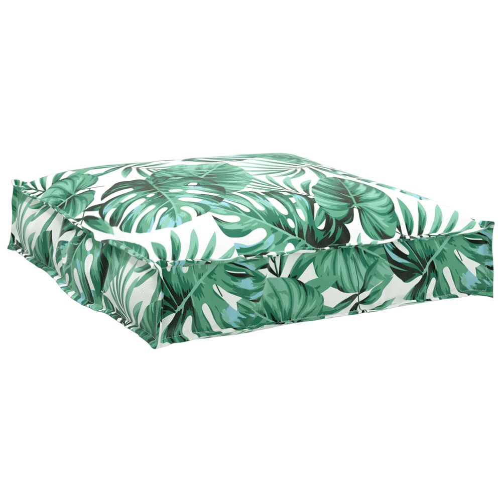 Coussin tissu oxford motif feuille 70 x 70 x 12 cm
