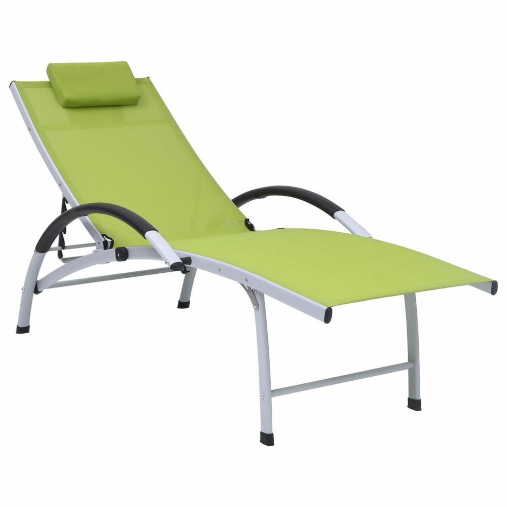Transat chaise longue bain de soleil lit de jardin terrasse meuble d'extérieur aluminium textilène vert