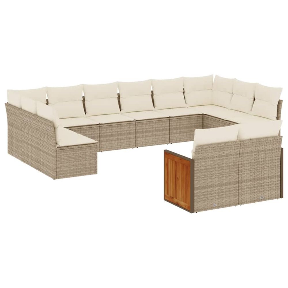 Salon de jardin avec coussins 12 pcs beige résine tressée
