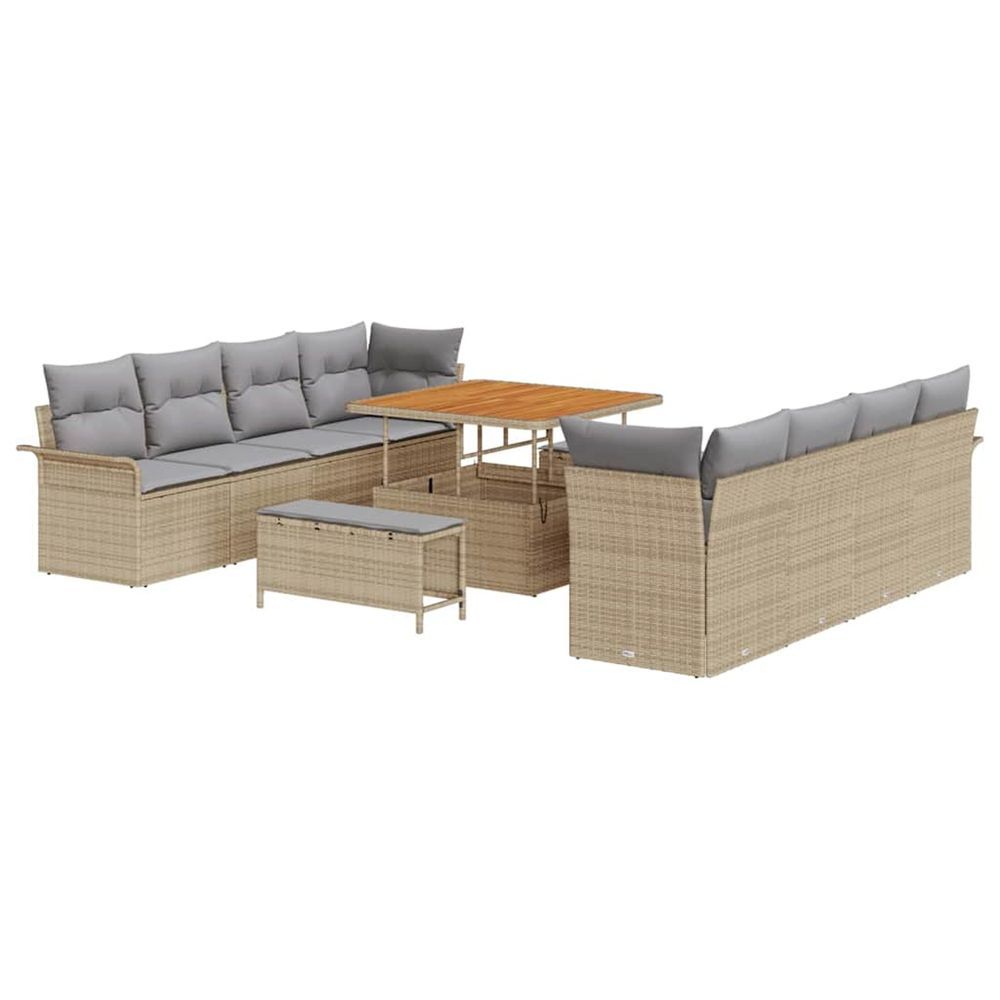 Ensemble de canapé de jardin 11 pc beige polyrotin
