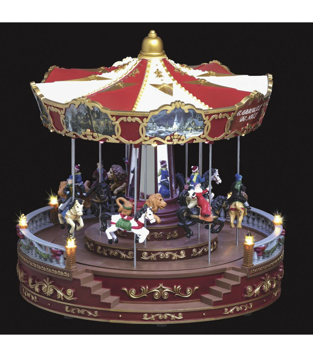 Village de noël lumineux et musical grand carrousel animé