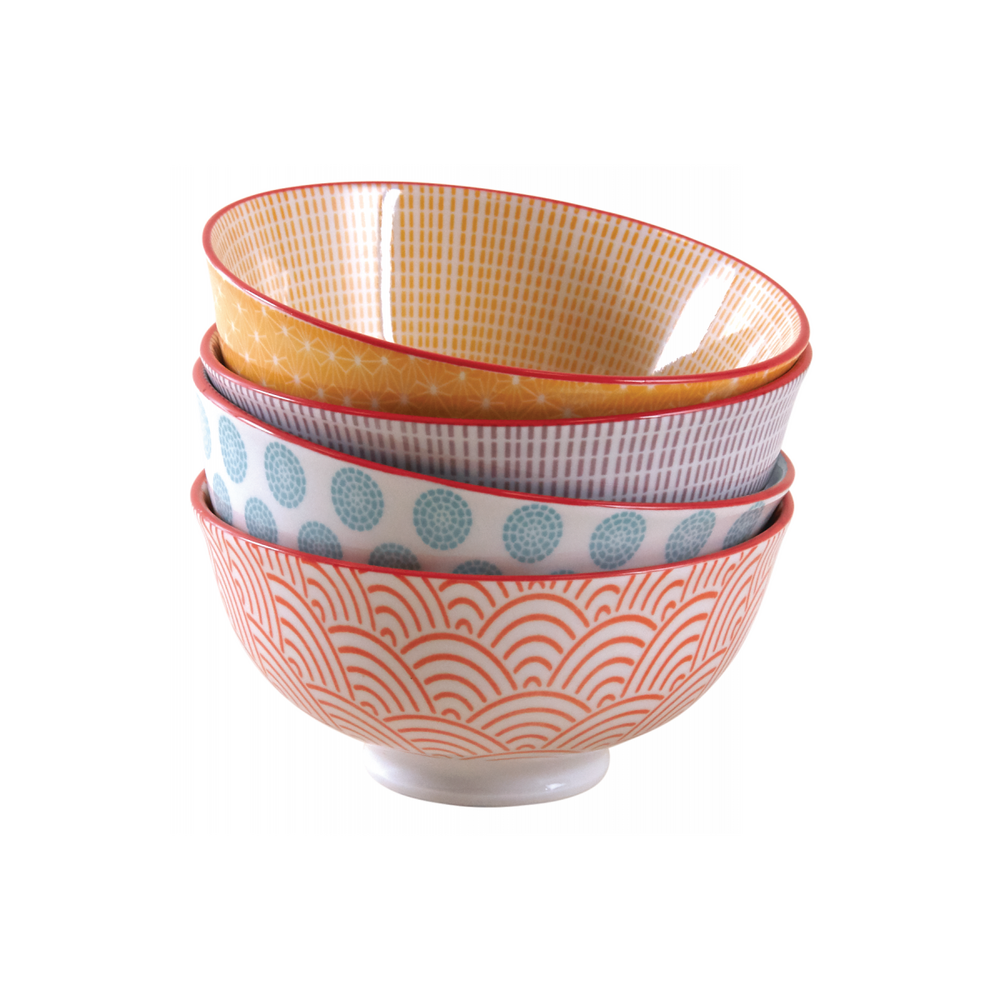 Bol en porcelaine motifs colorés (lot de 4) 280 ml