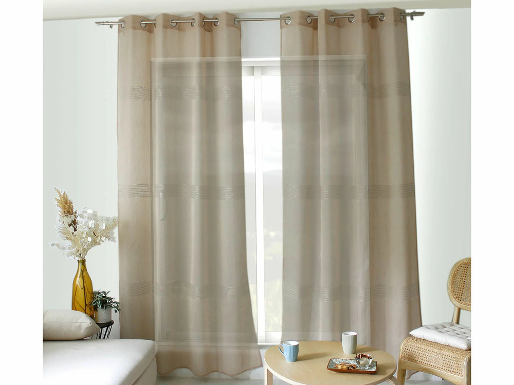 Voilage bande ajourée mia lin 140 x240 cm